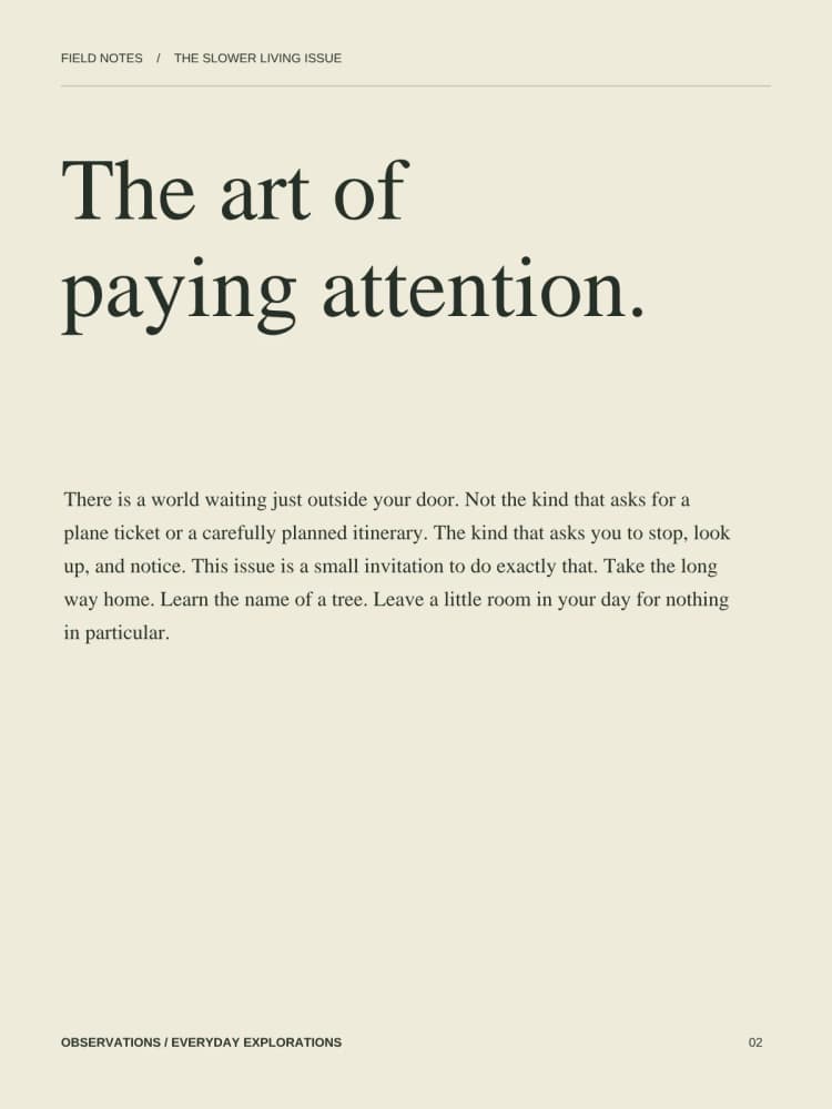 The art of paying attention, an inside page from Field Notes